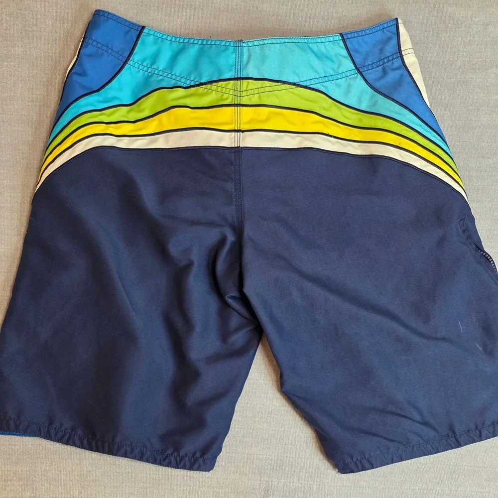 Lot of 2 Aeropostale Board Shorts Mens 32 Blue Plaid Graphic Swim Trunks Y2K
